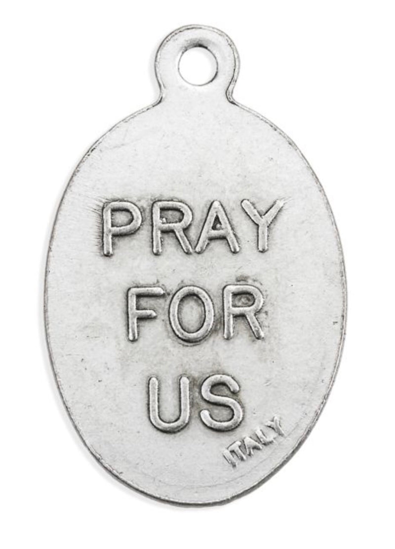 1" Oval Antiqued Silver Oxidized Holy Family Medal