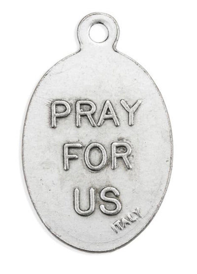 1" Oval Antiqued Silver Oxidized Saint Catherine of Siena Medal