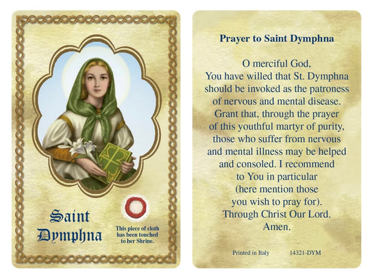St. Dymphna Relic Prayer Card – Patron Saint of Anxiety and Mental Health