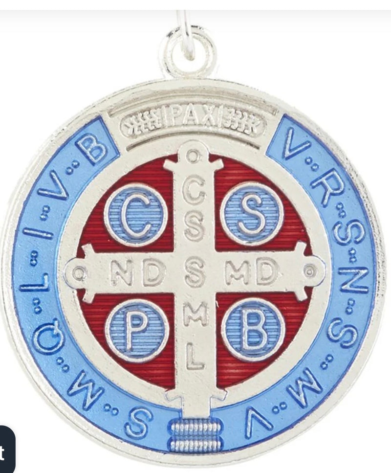 St. Benedict Pocket Coin - Blue and Maroon Coin