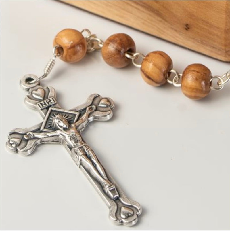 Communion Chalice Rosary Box with Rosary Made of Olivewood