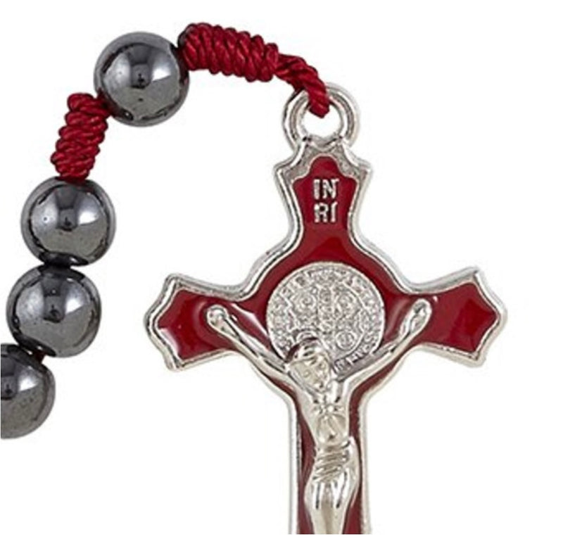 Soldier of Christ Red and Dark Hematite Silver Confirmation Rosary