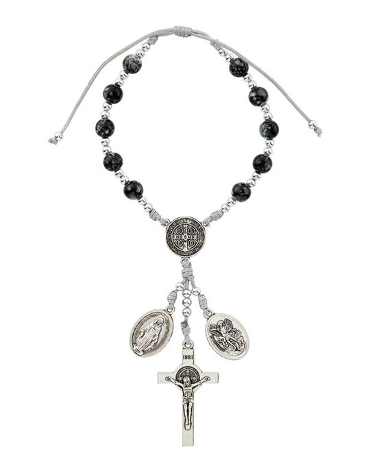 St. Benedict Marbled Auto Rosary