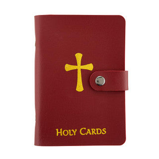 Holy Card Holder with Faux Leather Cover (Maroon)