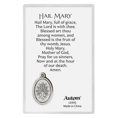 Our Lady of Grace Holy Prayer Card with Medal