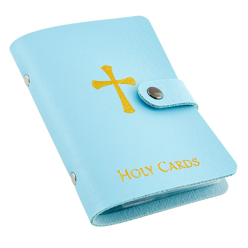 Holy Card Holder with Faux Leather Cover (Light Blue)