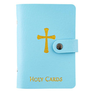 Holy Card Holder with Faux Leather Cover (Light Blue)