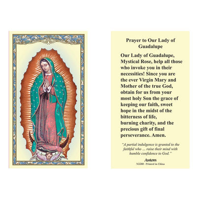 Laminated Our Lady of Guadalupe Holy Prayer Card