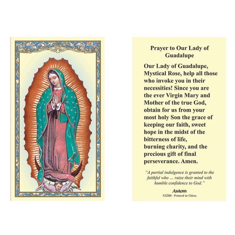 Laminated Our Lady of Guadalupe Holy Prayer Card