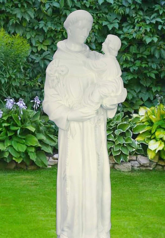 24" St. Anthony Outdoor Statue – All-White Finish