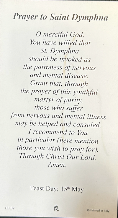 St. Dymphna Prayer Card