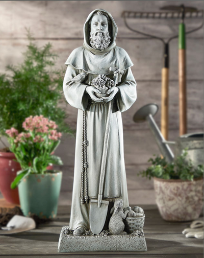 Saint Fiacre Garden Statue - 12.25 inches tall