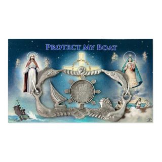 Saint Christopher Pewter “Protect My Boat” Plaque