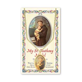 Saint Anthony Epoxied Patron Saint Medal with 18" Chain and Prayer Card