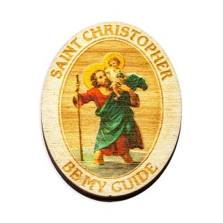 Saint Christopher Wooden Auto Plaque