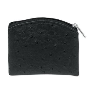 Black Ostrich Leather Pattern Leatherette Satin Lined Rosary Case