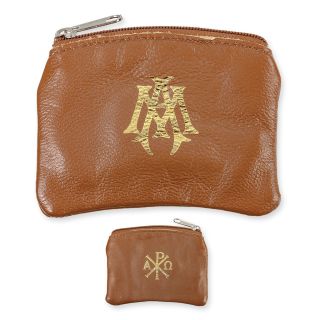 Brown Sheepskin Leather Rosary Case