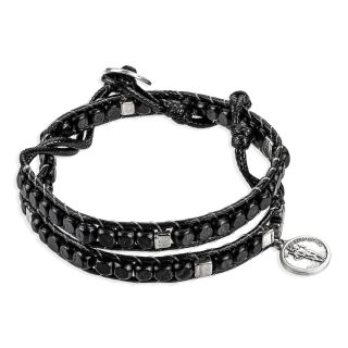 Saint Christopher Black Wood Blessed Beads Wrap Rosary Bracelet