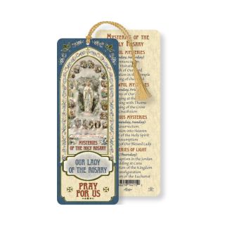 Our Lady of the Rosary Laminated Bookmark with Tassel