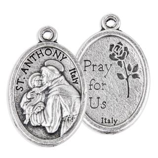 1" Saint Anthony Oval Antiqued Silver Oxidized Medal