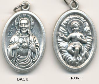 Nativity Baby Jesus - Sacred Heart of Jesus - Stainless Steel Medal