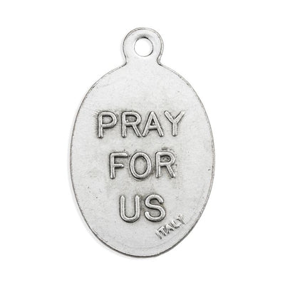 1" Oval Oxidized Saint Bernard Pray for Us Medal