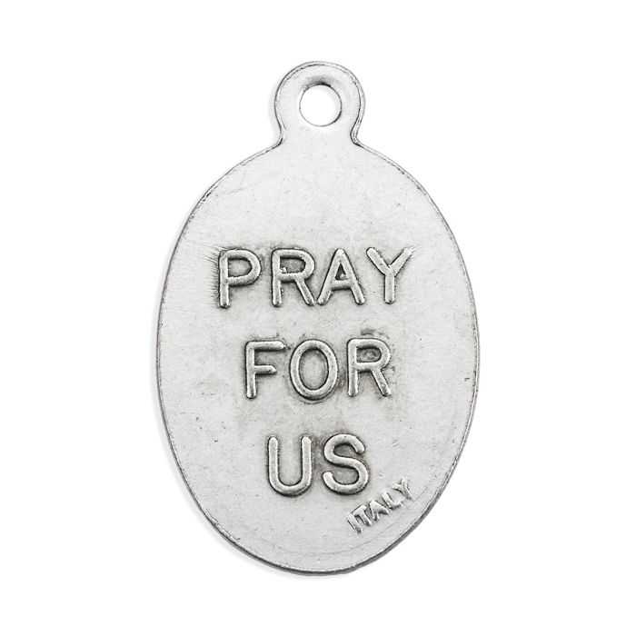 1" Oval Oxidized Saint Bernard Pray for Us Medal