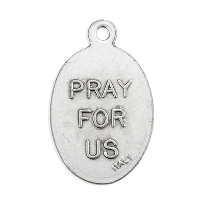 1" Oval Oxidized Saint John Evangelist Pray for Us Medal