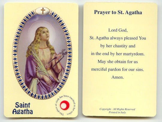 St. Agatha Relic Prayer Card – A Powerful Symbol of Strength and Healing