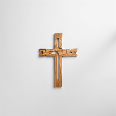 Olive Wood Jesus Cross - 7.8 inches