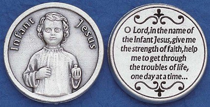 Infant Jesus Holding Heart Religious Pocket Coin