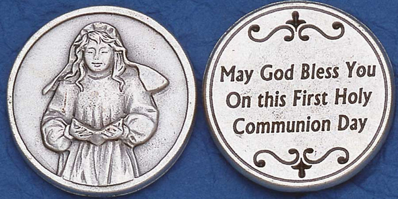 First Communion Girl Religious Pocket Coin