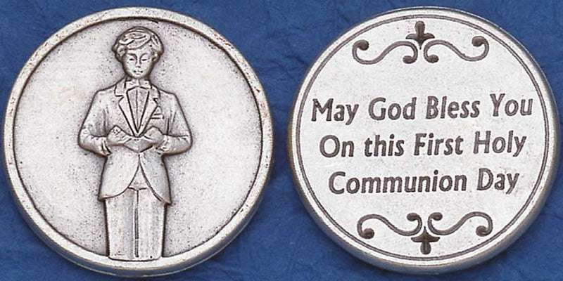 First Communion Boy Religious Pocket Coin