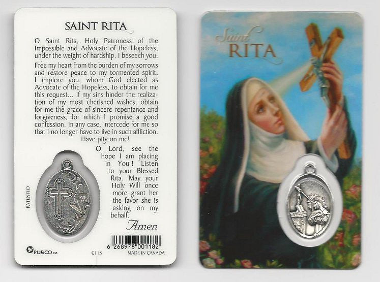 St. Rita Prayer Card and Silver Medal