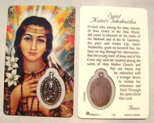 St. Kateri Tekakwitha Prayer Card and Medal