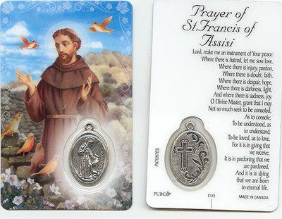 St. Francis of Assisi Prayer Card with Medal