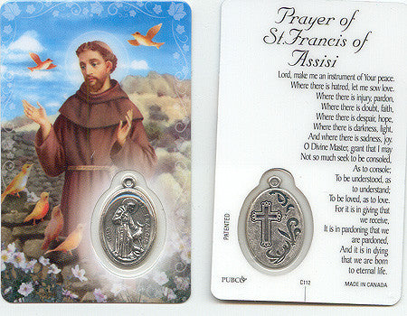 St. Francis Prayer Card with Medal