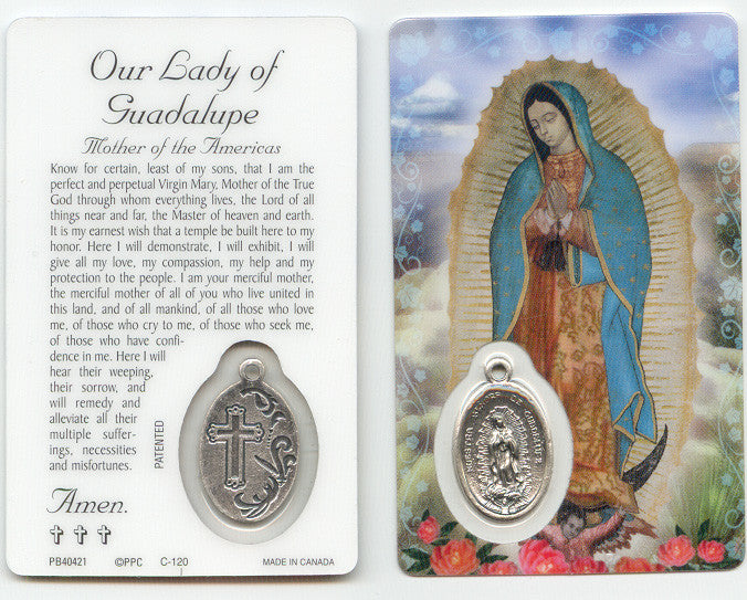 Our Lady of Guadalupe Prayer Card with Medal