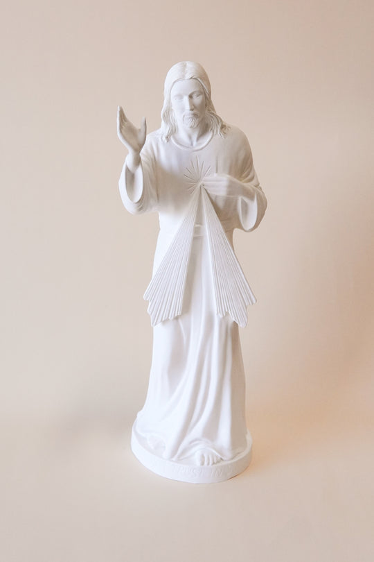 24" All-White Outdoor Divine Mercy Statue