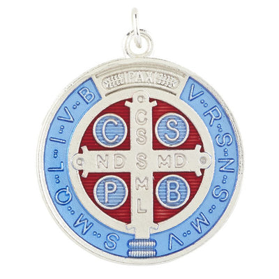 St. Benedict Pocket Coin - Blue and Maroon Coin