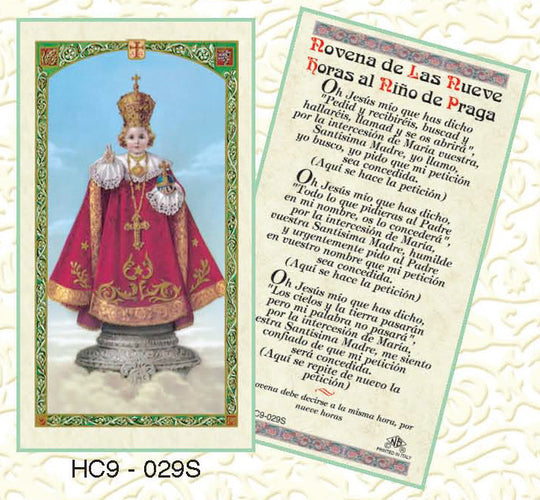 Novena de Las Nueve horas al Nino de Praga Prayer Card