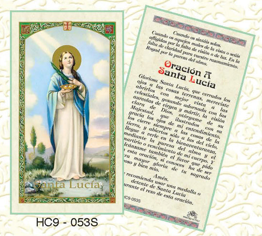 Oracion A Santa Lucia Tarjeta de Oracion Laminada (Paquete de 25) - Laminated Prayer Card
