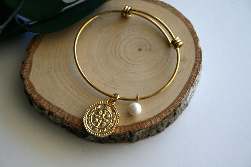 Gold Benedictine Bangle Bracelet