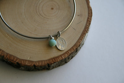 Silver Marian Bangle with Amazonite Bead