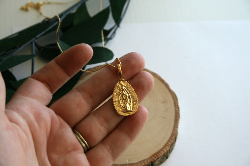 Gold Our Lady of Guadalupe Shroud Necklace