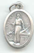1" Oval Antiqued Silver Oxidized Saint Luke Medal