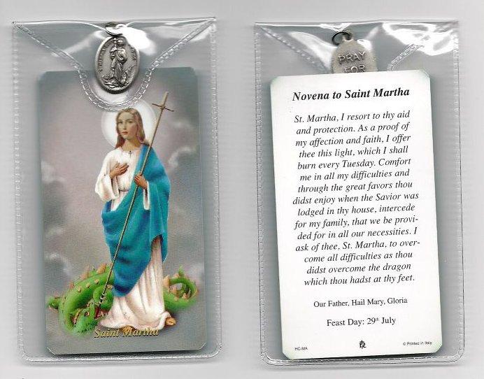 St. Martha Prayer Card and Medal