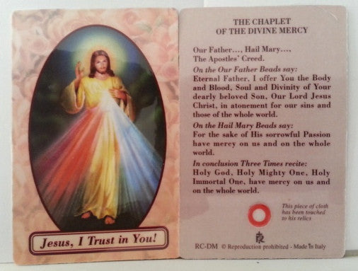 Divine Mercy<br>Relic Prayer Card - Discount Catholic Store
