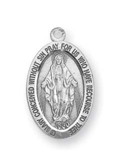 Baptism Gift: Sterling Silver Miraculous Medal with 16" Chain – A Cherished Keepsake of Faith