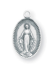 Tiny Miraculous Medal Silver-Plated Pendant with 13" Chain